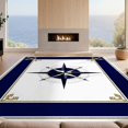 thumbnail image 2 of Design&I 8'x10' Ultra Soft Area Rug, Maritime Compass Rose Anchor Motif Sailor Knot Border Round Design None Fluffy Washable Non Shedding for Bedroom Living Room Under Sectional, 2 of 7