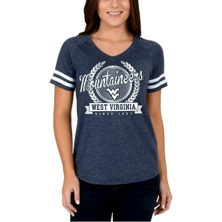 Us Navy Virginia Class Submarine - Women's Navy West Virginia Mountaineers Laurel Script V-Neck T-Shirt