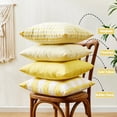 thumbnail image 4 of Yellow Striped Summer Outdoor Throw Pillow Covers 18x18 Set of 2, 18 x 18 Yellow and White Outdoor Throw Pillows, Modern Farmhouse Boho Decor Pillow Covers for Porch Patio (No Pillow Inserts), 4 of 6