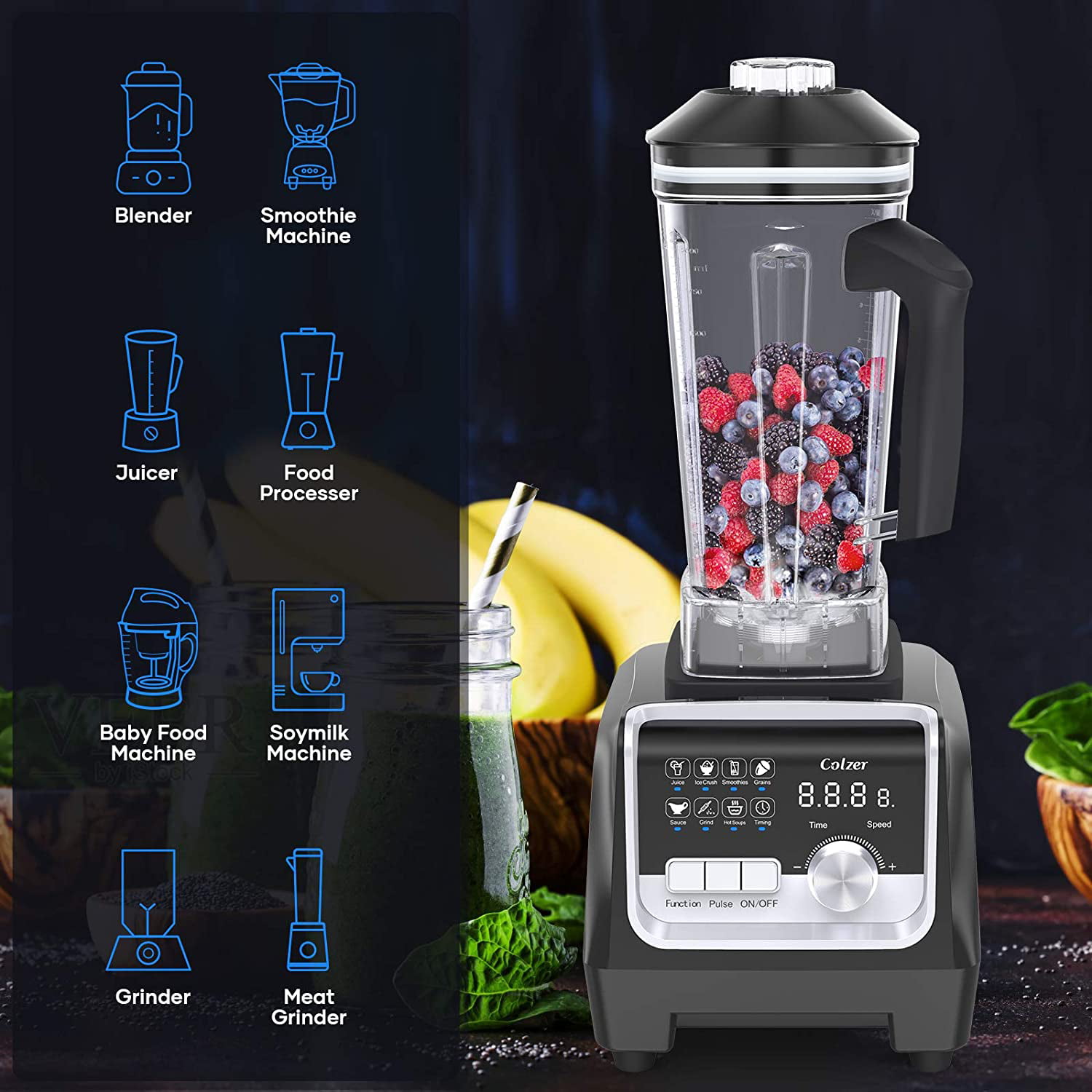 Professional Countertop Blender with 2200-Watt Auto-iQ Base,Touchscreen Display,High Power Blender for Frozen Drinks,Shakes and Smoothies COLZER Blender for Shakes and Smoothies