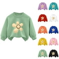 thumbnail image 4 of Children's Casual Sweatshirts Cute Floral Print Long Sleeved Round Neck Girls Pullover Tops Comfortable Daily Sweatshirt Orange 3 Years, 4 of 4