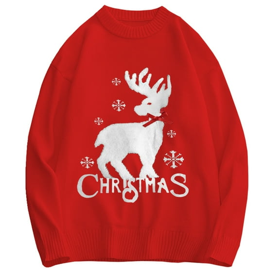 Women Ugly Christmas Sweater Reindeer Long Sleeve Chucky Knitted Sweatshirts Xmas Holiday Jumper Tops