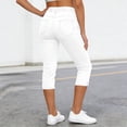 thumbnail image 7 of NinXxx Women's High Waist Stretchy Button Pocket Pull On Cropped Yoga Pants White S, 7 of 7