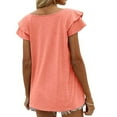 thumbnail image 6 of Askfv Summer Tops Knit Shirts Casual Ruffle Short Sleeve Top Round Neck Tunic Tank Tops Tee Blouse for Women, 6 of 6