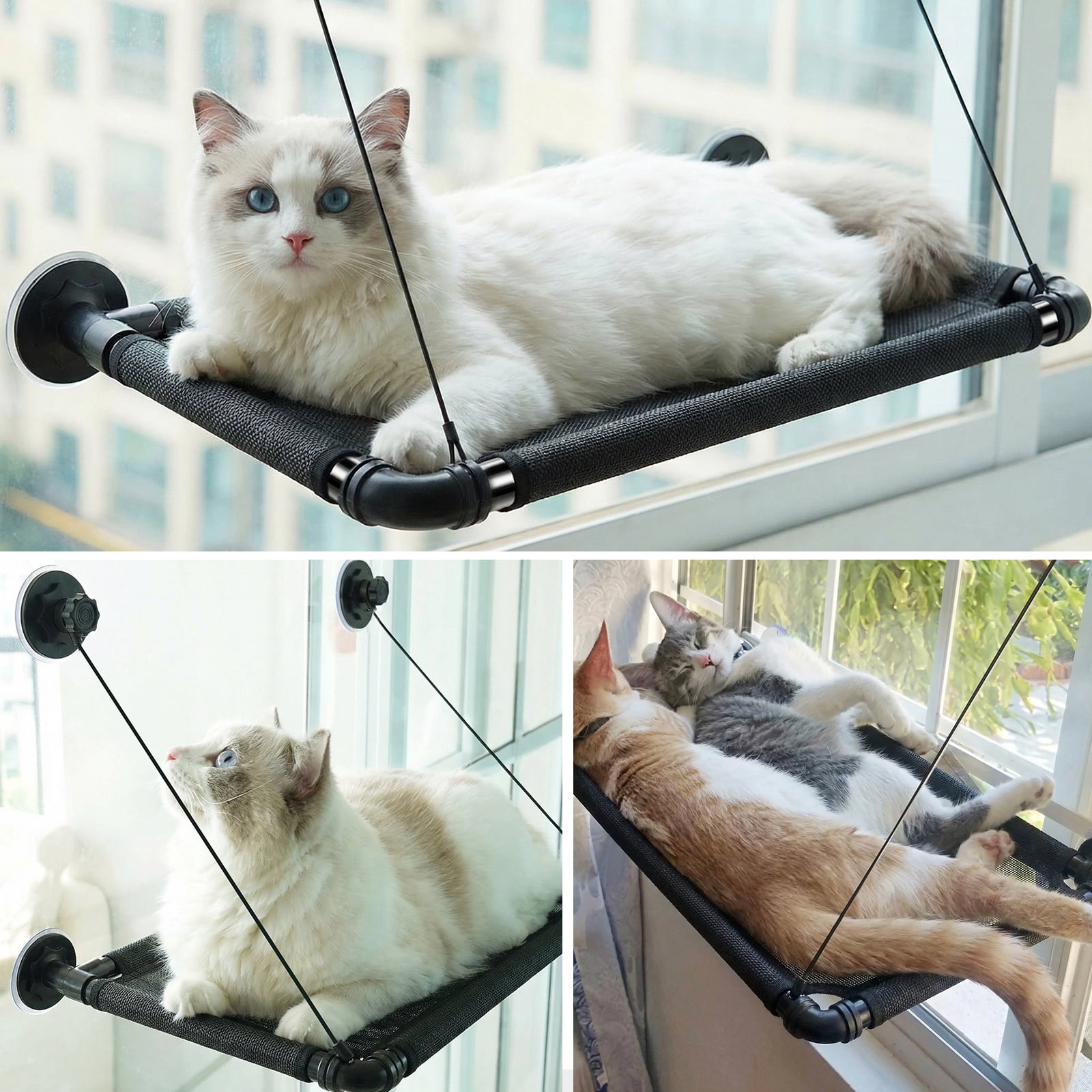 Cat Window Perch, Cat Hammock for Window, Safety Cat Window Perch for Cats Inside - Space Saving Window Mounted Cat Seat Cat Bed for Large Cats