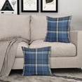 thumbnail image 3 of Blue Plaid Pillow Covers 16x16 Set of 2 Buffalo Tartan Print Autumn Themed Decorative Throw Pillows Outdoor Pillowcase Square Linen Farmhouse Cushion Case Decor for Couch Sofa Bed, 3 of 5