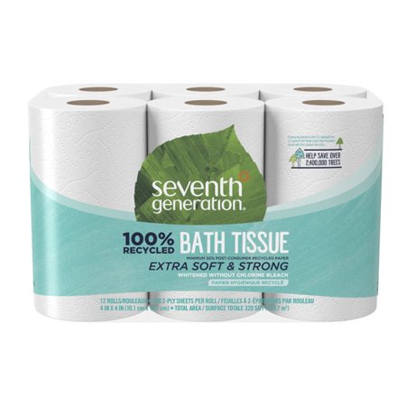 Seventh Generation Toilet Paper  Bath Tissue  100% Recycled Paper  24 Count (Pack of 2)