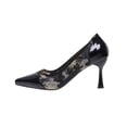 thumbnail image 2 of Avrnliq Womens Pointed Toe Floral Lace Pumps, Black Patent Faux Leather Mid Heel Dress Heels, Comfortable Stable Office Party Formal Shoes for Women (Sizes 6-12),Size 43, 2 of 9