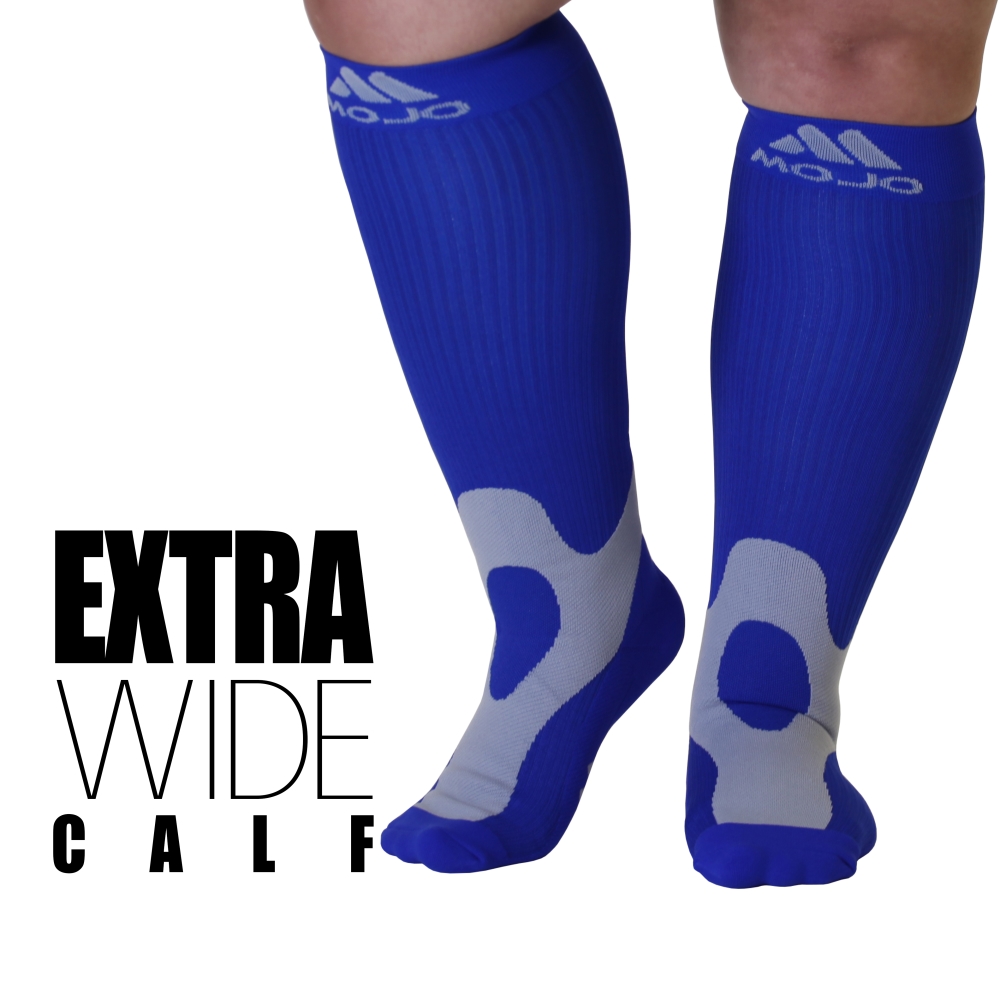 5XL Navy Extra Wide Calf Mojo Compression Socks 2030 mmHg for