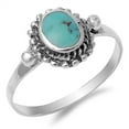 thumbnail image 4 of CHOOSE YOUR COLOR Women's Nugget Simulated Turquoise Ring .925 Sterling Silver Band Blue CZ Female Size 5, 4 of 4