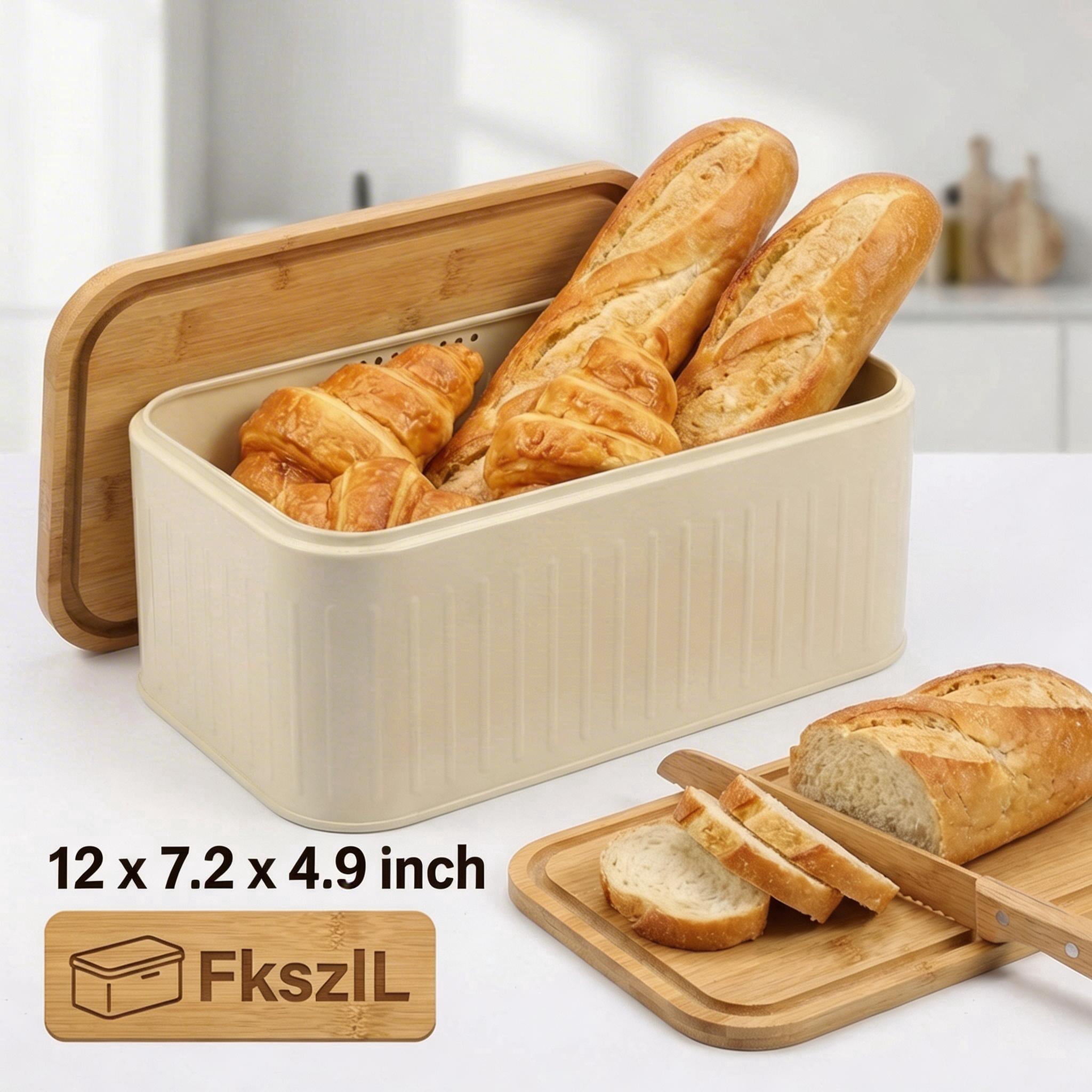 Elama Acacia Wood Bread Box with Sliding Plastic Lid - Walmart.com