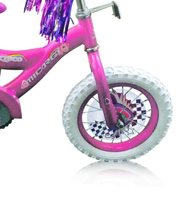 USToyOutlet 12" BMX S-Type Frame Bicycle Coaster Brake One Piece Crank Pink Rims White Tire Kid's Bike - Pink