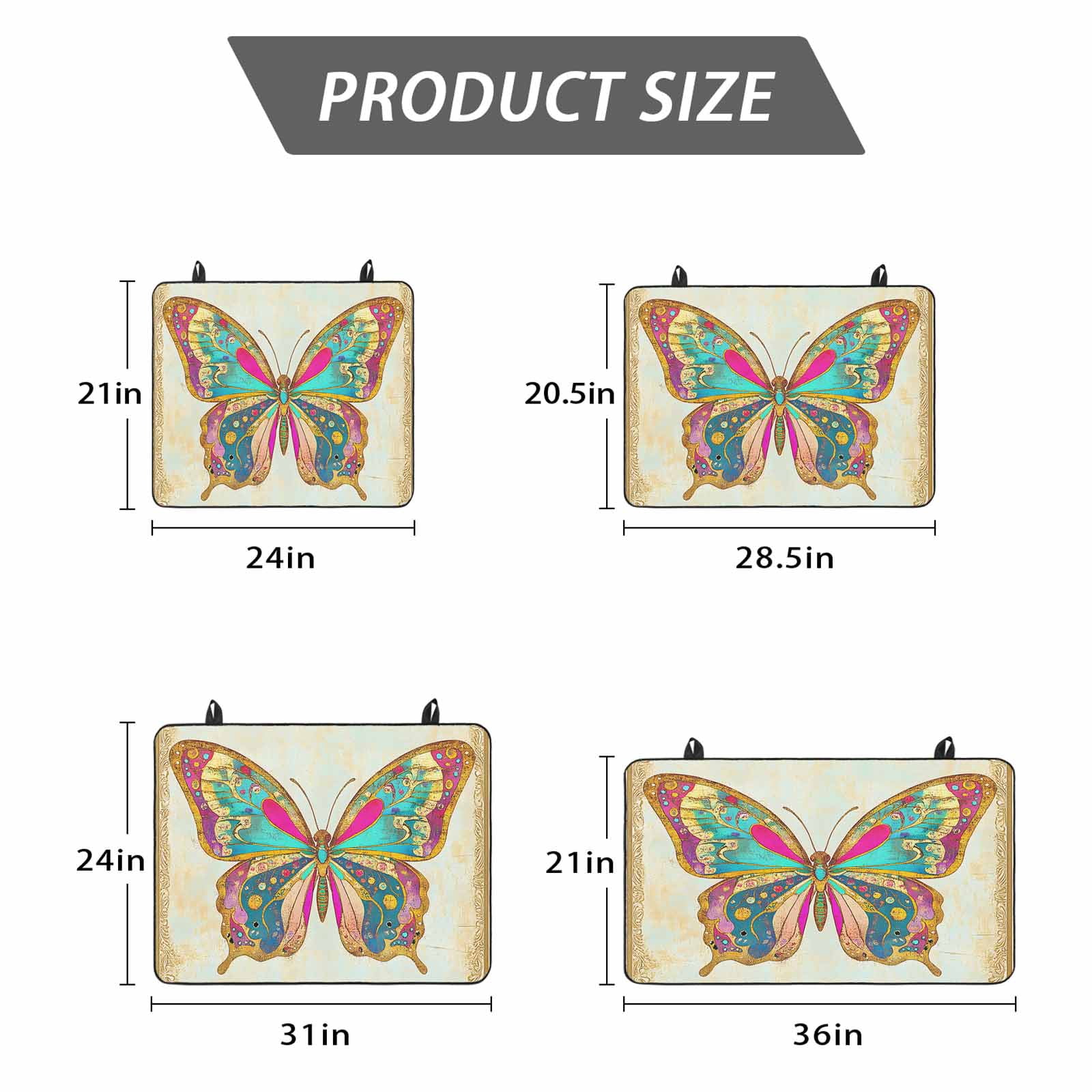 Vintage Butterfly Stove Top Cover for Electric Stove, Heat-proof & Non Slip Glass Top Stove Cover Protector, Retro Colorful Butterfly Kitchen Flat Cooktop Rubber Mat 24x21 Inches