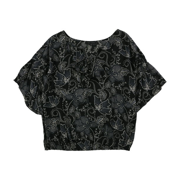 Sanctuary Clothing Nicola - Blusa con volantes para mujer, color negro, grande