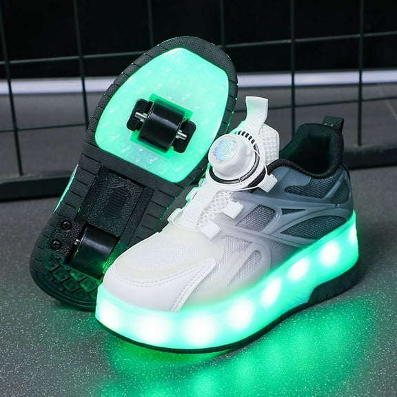 Kids Wheels Shoes with Lights Rechargeable Roller Skates Shoes Retractable Wheels Shoe LED Flashing Sneakers for Girls Boys Gift