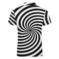 thumbnail image 5 of Black And White Op-Art Spiral Men Zipper T-shirt Summer Casual Short Sleeve T-shirt Top, 5 of 7