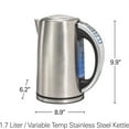 thumbnail image 2 of 1.7 Liter Temperature Control Electric Kettle, Water Boiler & Heater, Fast Boiling 1500 Watts, BPA Free, Cordless, Auto-Shutoff and Boil-Dry Protection, Stainless Steel, 2 of 5