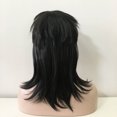 thumbnail image 6 of nevermindyrhead Black Mullet Wig, Shoulder Length Straight Rocker Punk Fancy Party Wig with Fringe Bangs, 6 of 7