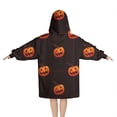 thumbnail image 2 of Black Halloween Pumpkins Blanket Hoodies for Kids 6-13YR Oversize Wearable Blanket Hoodies for Boys Girls Teens, 2 of 7