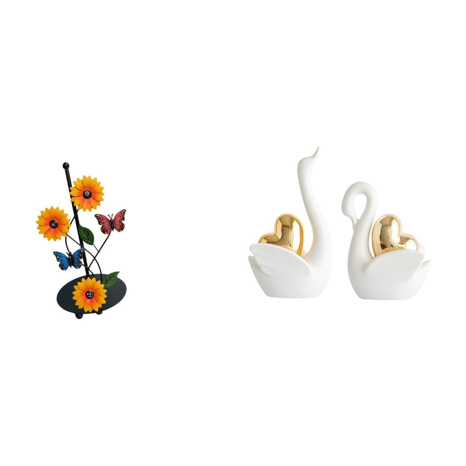 Fiocias Elegant Swan Paper Towel Holder And Figurine Set Non Slip Vertical Tissue Rack with Artistic Tabletop Ornament for Home Decor And Bookshelf