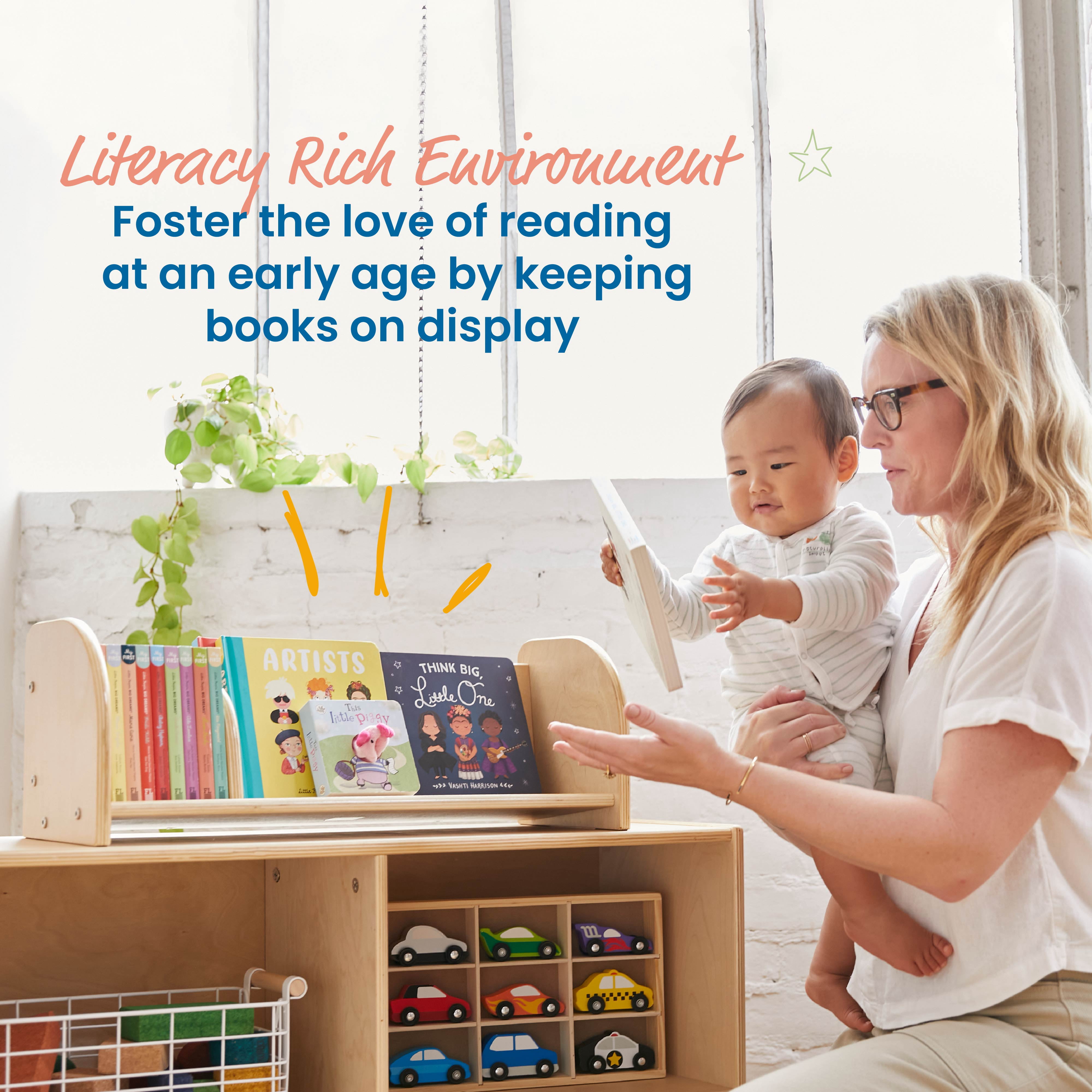 ECR4Kids Adjustable Forward-Facing Tabletop Book Display, Children's Furniture, Natural