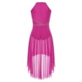 thumbnail image 6 of iiniim Women's Lyrical Dance Dress Halter Sleeveless Mesh Tulle High Low Skirt Leotard Modern Contemporary Dancewear Hot Pink M, 6 of 7