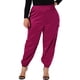 thumbnail image 1 of Pantalones cargo de satén para mujer de tallas grandes Agnes Orinda con cintura elástica y bolsillos, longitud hasta el tobillo, 4X, color rosa intenso, 1 of 6