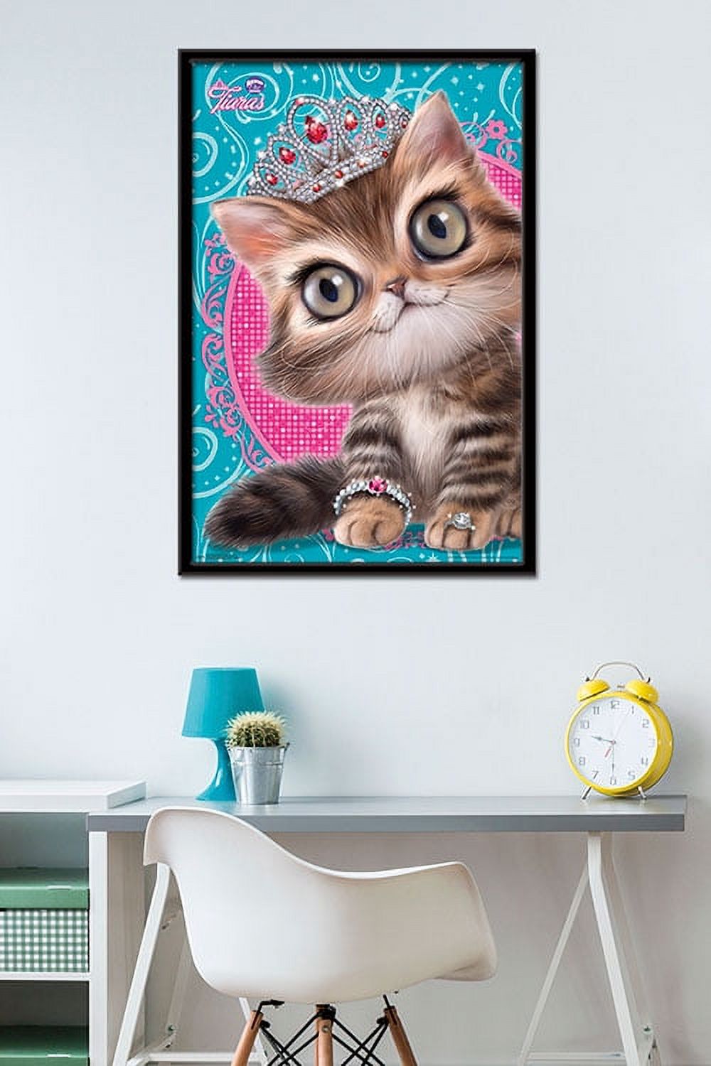 Animal Club - Kitten in a Tiara Wall Poster, 22.375" x 34", Framed