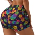 thumbnail image 2 of Sigee Colorful Pineapples1 Print Women's High Waist Workout Shorts - Squat Proof, Tummy Control, Yoga and Gym Activewear-Small, 2 of 9