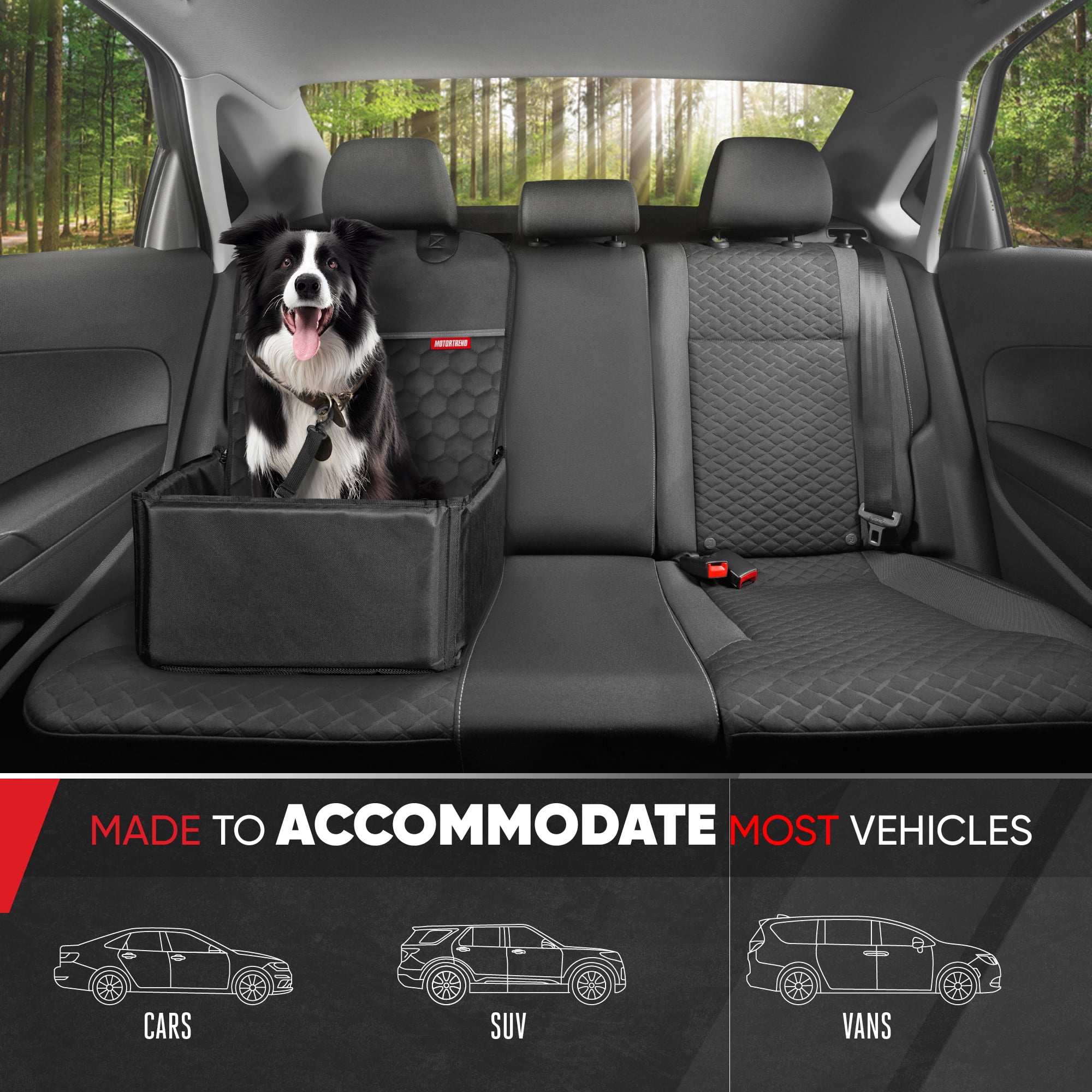 Motor Trend Waterproof Foldable 2-in-1 Dog Car Seat Booster Bucket Style Pet Car Protector for Small & Medium Dogs