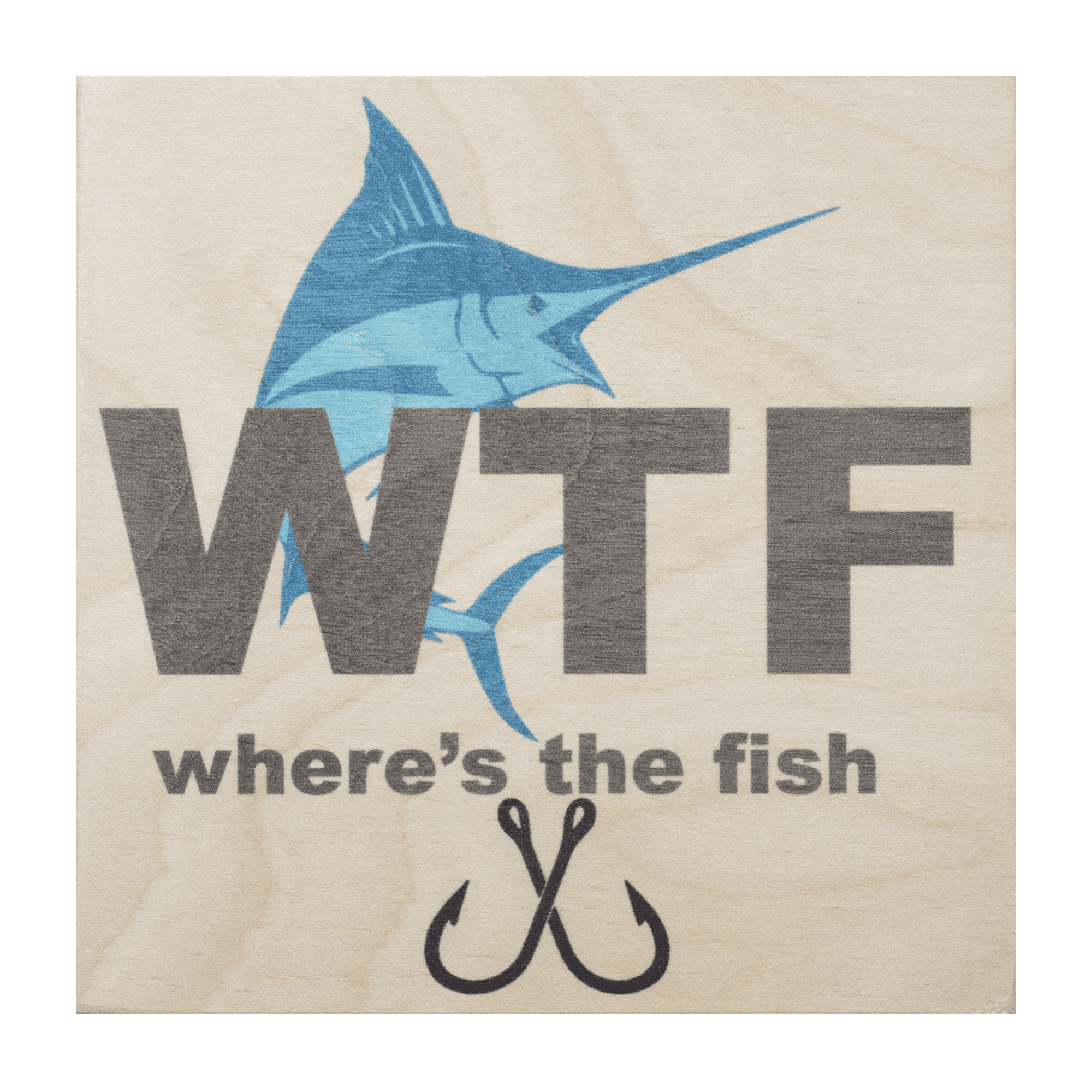 JennyGems Funny Fishing Signs, Where's the Fish, 5.5x5.5 Shelf Sign