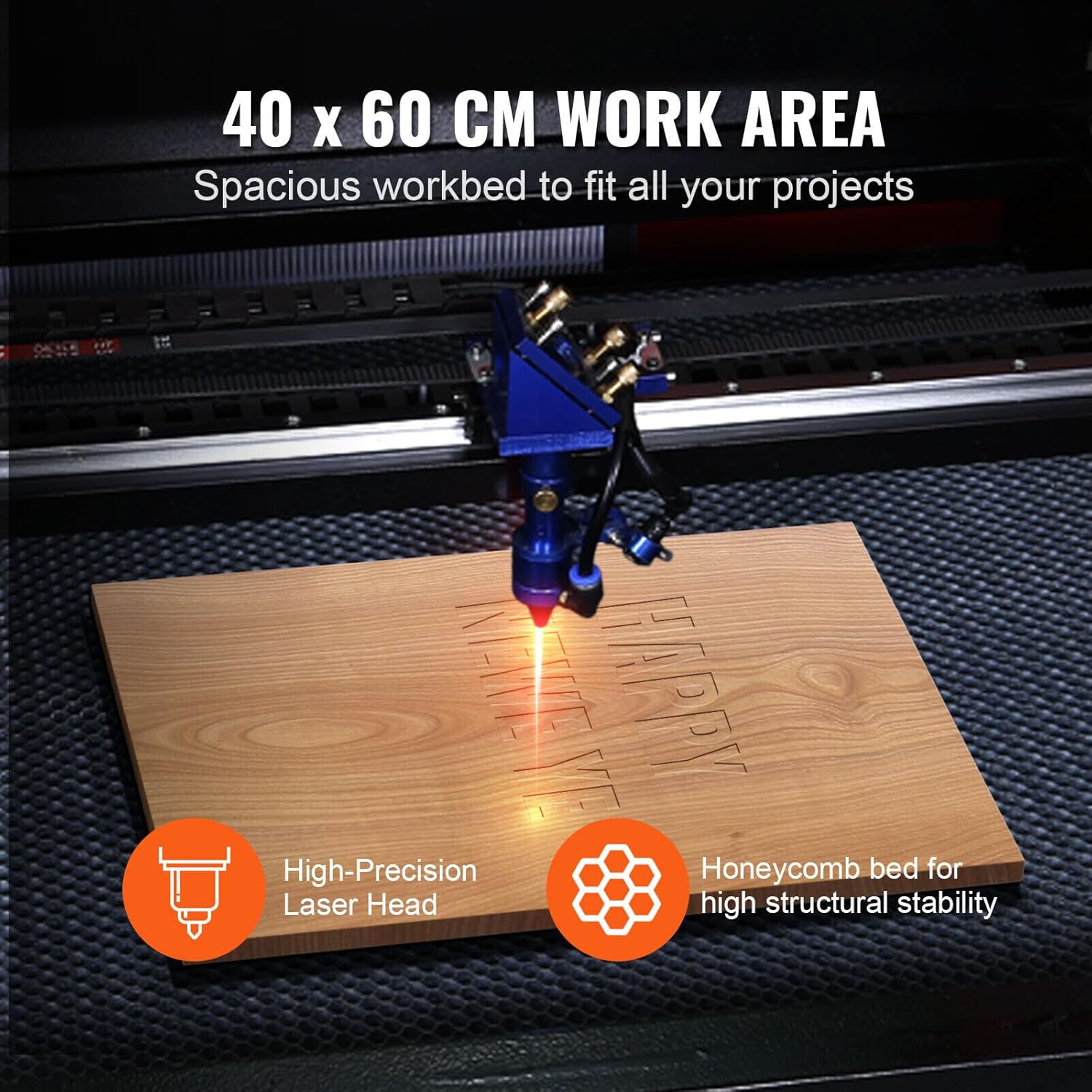 SIHAO 60W CO2 Laser Engraver, Lightburn Compatible 24x16in Laser Engraving Machine with 2 Way Pass Air Assist Digital Control Panel RDWorks for Wood Acrylic Glass More
