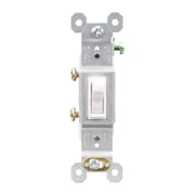 Hyper Tough 15A Single Pole Toggle Switch, Impact Resistant Housing, Self Grounding, Quick Wiring Terminals, White