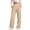 Beige, variant on Wide Leg Sweatpants for Women Ghalytn High Waist Ribbed Elastic Pants - Casual Trousers with Drawstring Hem and Side Pockets