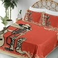 thumbnail image 5 of Ambesonne America Fitted & Top Sheet Set with Shams, Country Music Wild West, Beige Orange, 5 of 8