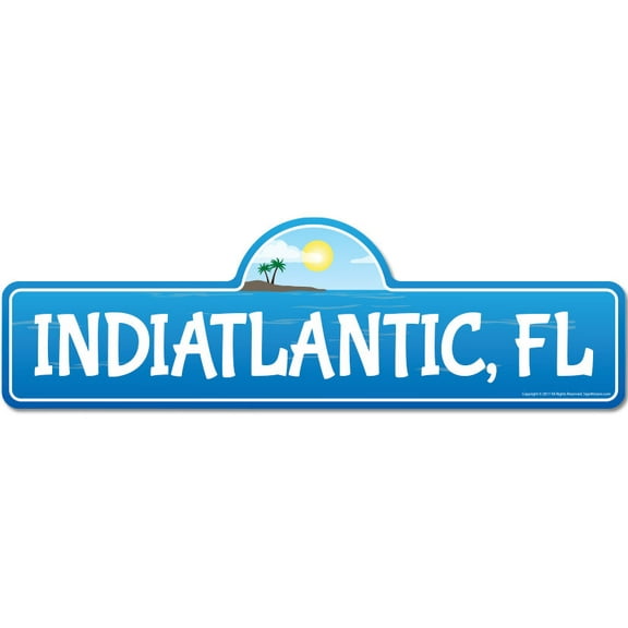 Indiatlantic FL Florida Beach Street Sign | Indoor/Outdoor | Surfer Ocean Lover Décor For Beach House Garages Living Rooms Bedroom | Signmission Personalized Gift
