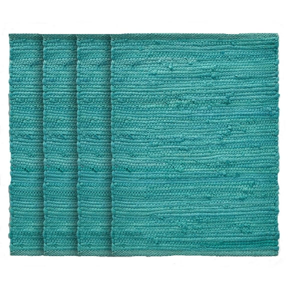 Ox Bay Zest Set of 4 Cotton Placemats, Teal Solid