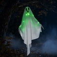 thumbnail image 6 of Halloween Hanging Light up Ghost, 28"x25" White Ghosts with Green LED Light Halloween Hanging Decoration for Front Yard Patio Lawn Garden Party Decor Indoor Outdoor(A), 6 of 7