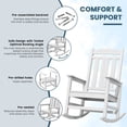 thumbnail image 5 of VOUA Outdoor Rocking Chair Set of 4 HDPE Plastic All Weather Slatted for Lawn Garden Deck Outside, White, 5 of 8