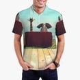 thumbnail image 2 of Cauagu Elehpant And A Giraffe Looking At The Sea Print Men's Polo Shirts, Short-Sleeve Polo Shirts for Men Performance Golf Shirt Athletic Casual Collared T-Shirt-4X-Large, 2 of 8