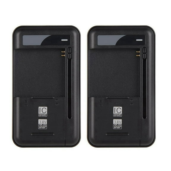 2X Universal Battery Charger with USB Output Port for 4.35V High-Voltage Battery for Cell Phone Battery Charging US Plug,2 x Universal Battery Charger,Black