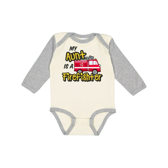 Inktastic My Aunt is a Firefighter with Fire Truck Boys or Girls Long Sleeve Baby Bodysuit