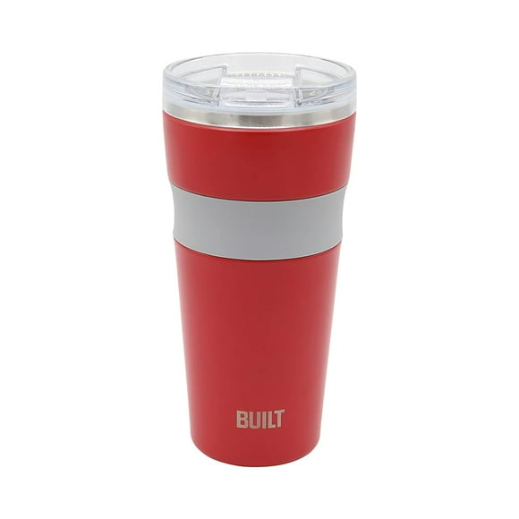 BUILT Gobelet à Café et Eau en Acier Inoxydable Isolé sous Vide à Double Paroi de 24 Onces avec Couvercle Basculant Facile à Nettoyer Rouge