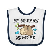 Inktastic My Meemaw Loves Me with Sloth and Hearts Boys or Girls Baby Bib