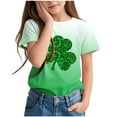 thumbnail image 2 of BLVB Kids St Patricks Day Shirt Boys Girls Shamrock Clover Graphic Tees Toddler Short Sleeve Crewneck T-Shirt Top, 2 of 5
