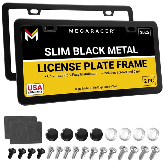 Marcos para placa Mega Racer, delgados, negro mate, paquete de 2