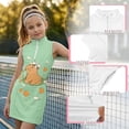 thumbnail image 2 of Y-Sunset Girls Tennis Dress 1/4 Zip Golf Outfit Built-in Bra & Shorts Pickleball Athletic Dress Workout Pockets 4-15Y, 2 of 6