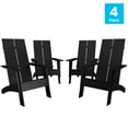thumbnail image 6 of Merrick Lane Set of 4 Modern All-Weather Poly Resin Wood Adirondack Chairs in Black, 6 of 14