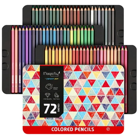 Magicfly 72 Colored Pencils Set in Tin Box, Soft Wax-Based Cores Premium Artist Colored Pencils for Coloring Books, Drawing Arts, Sketching, Shading, Art Supplies, Suitable for Beginners & Pro