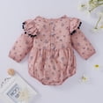 thumbnail image 3 of Newborn Kid Girl Romper Ruffle Long Sleeve Woven Bubble Romper One Piece Jumpsuit Infant Fall Outfits Clothes, 3 of 6